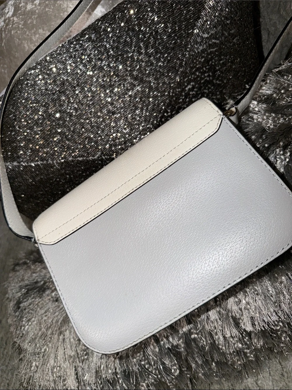 kate spade Two-Tone White & Light Gray Pebbled Leather Crossbody